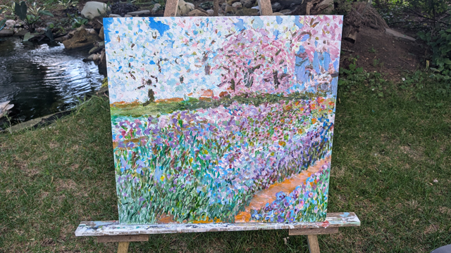 Irises and Cherry Blossoms